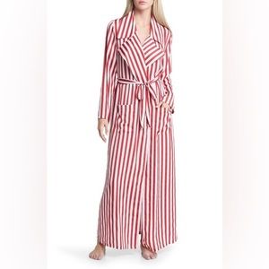 ♥️ Open Edit Stripe Long Satin Robe in Red Spice Wide Stripe
